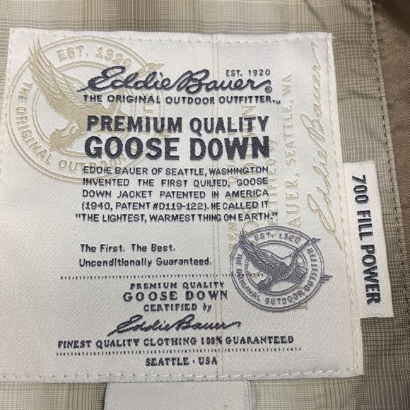 Eddie Bauer Down Filled Plaid Quilted Vest Size Medium Colour Beige/Brown - Picture 3 of 14